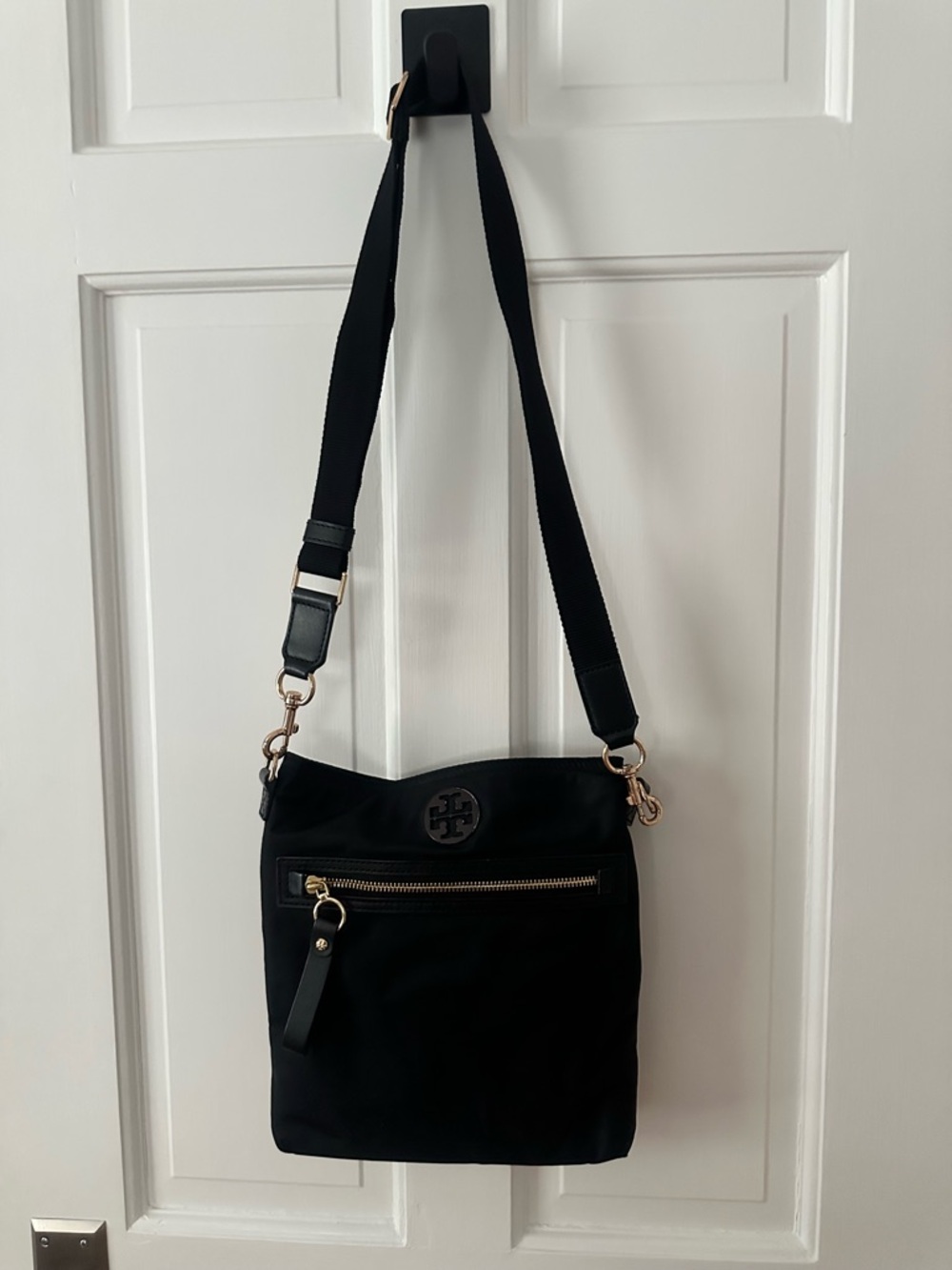 Tory Burch Black Nylon Crossbody with Gold-Tone Hardware